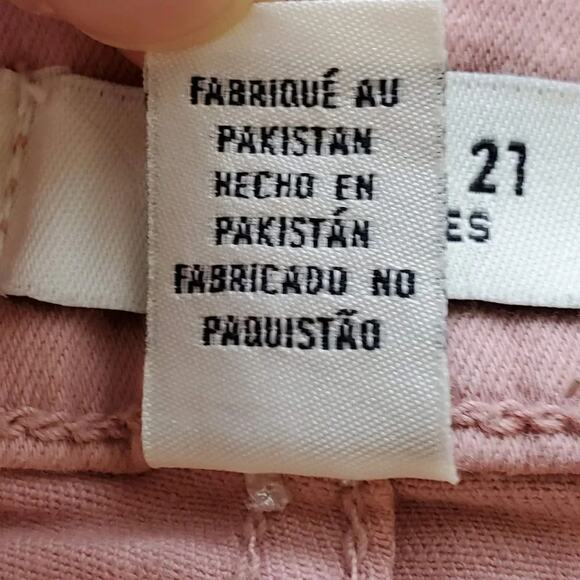 Forever 21 Denim Mini Skirt Women Size 29 Pink Button Up Cotton Copper Stretchy - Picture 8 of 9